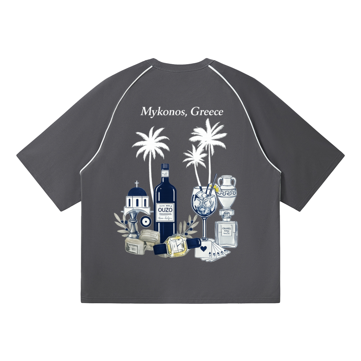 Mykonos Contrast Piping Panel Raglan T-Shirt