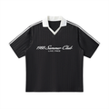 Monaco: Contrast Collar Striped Soccer Jersey