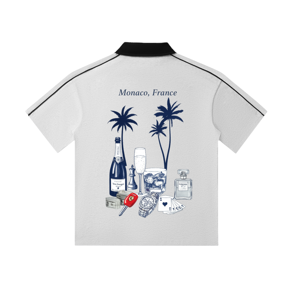 Monaco: Contrast Collar Short-Sleeve Polo Shirt