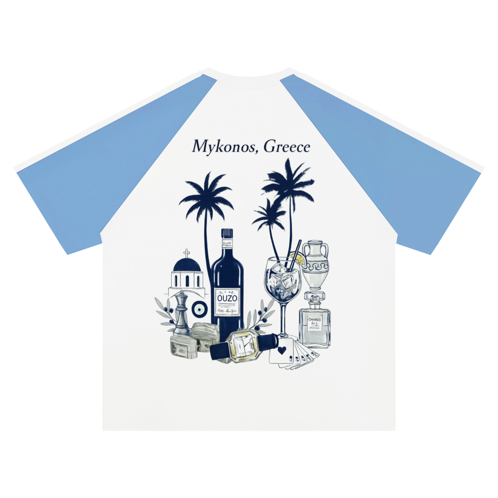 Mykonos Unisex Color Block Raglan T-Shirt