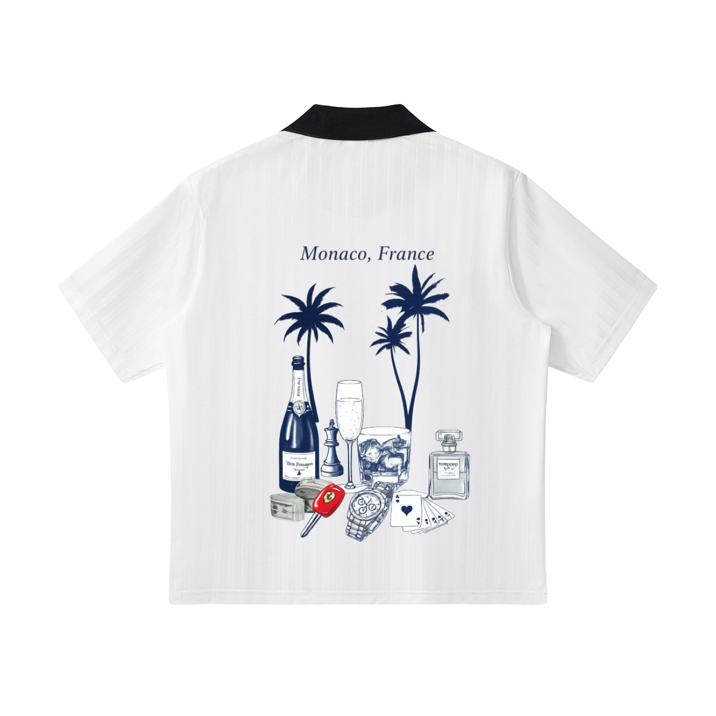 Monaco: Contrast Collar Striped Soccer Jersey