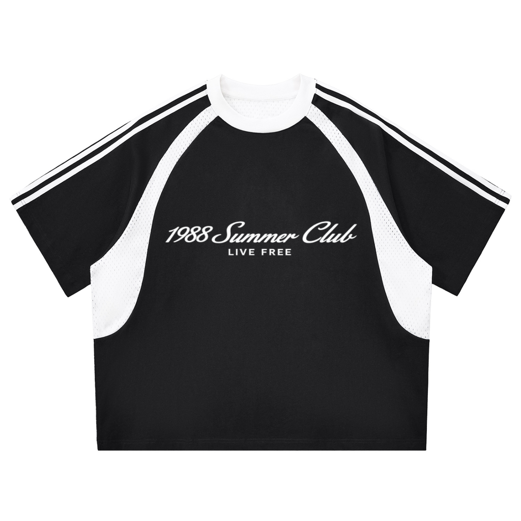 Naples: Contrast Stripes Panel Mesh T-shirt