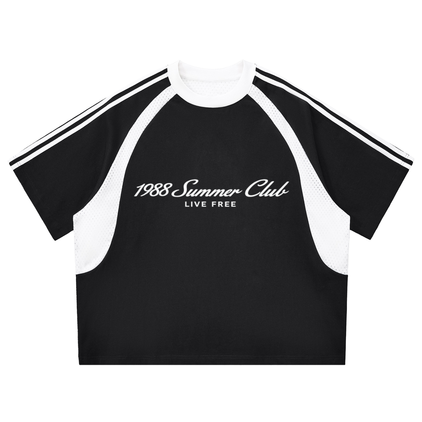 Naples: Contrast Stripes Panel Mesh T-shirt