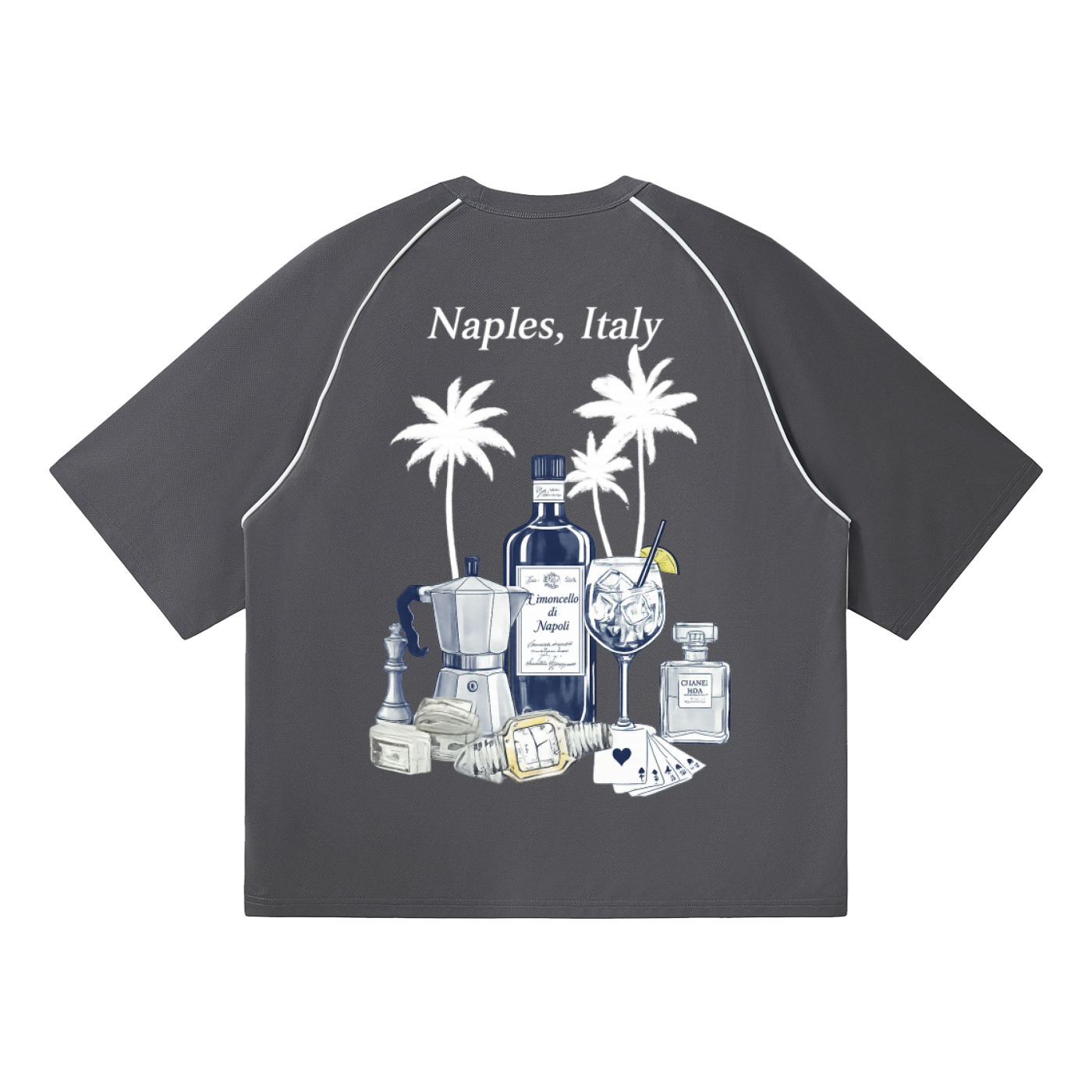 Naples: Contrast Piping Panel Raglan T-Shirt