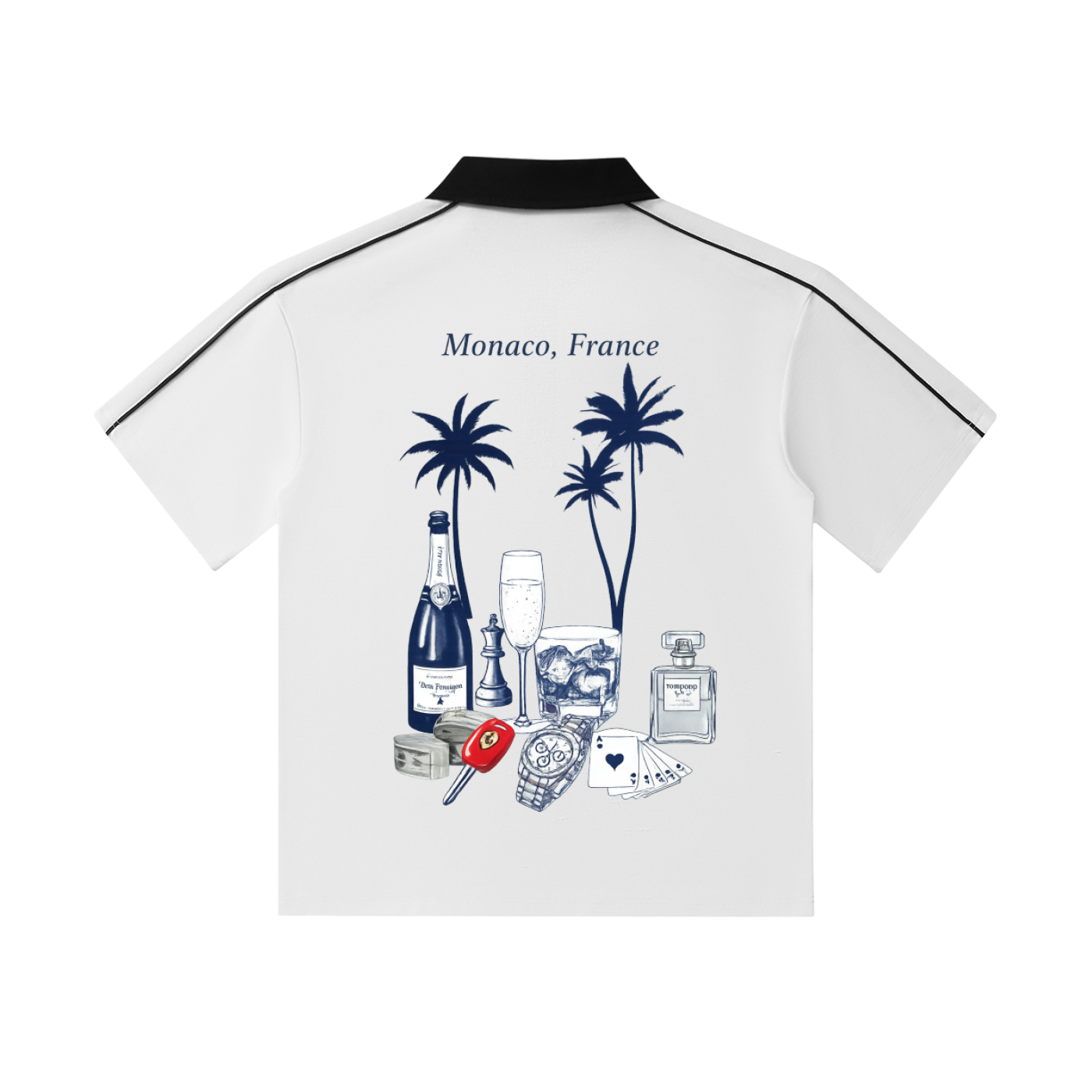 Monaco: Contrast Collar Short-Sleeve Polo Shirt