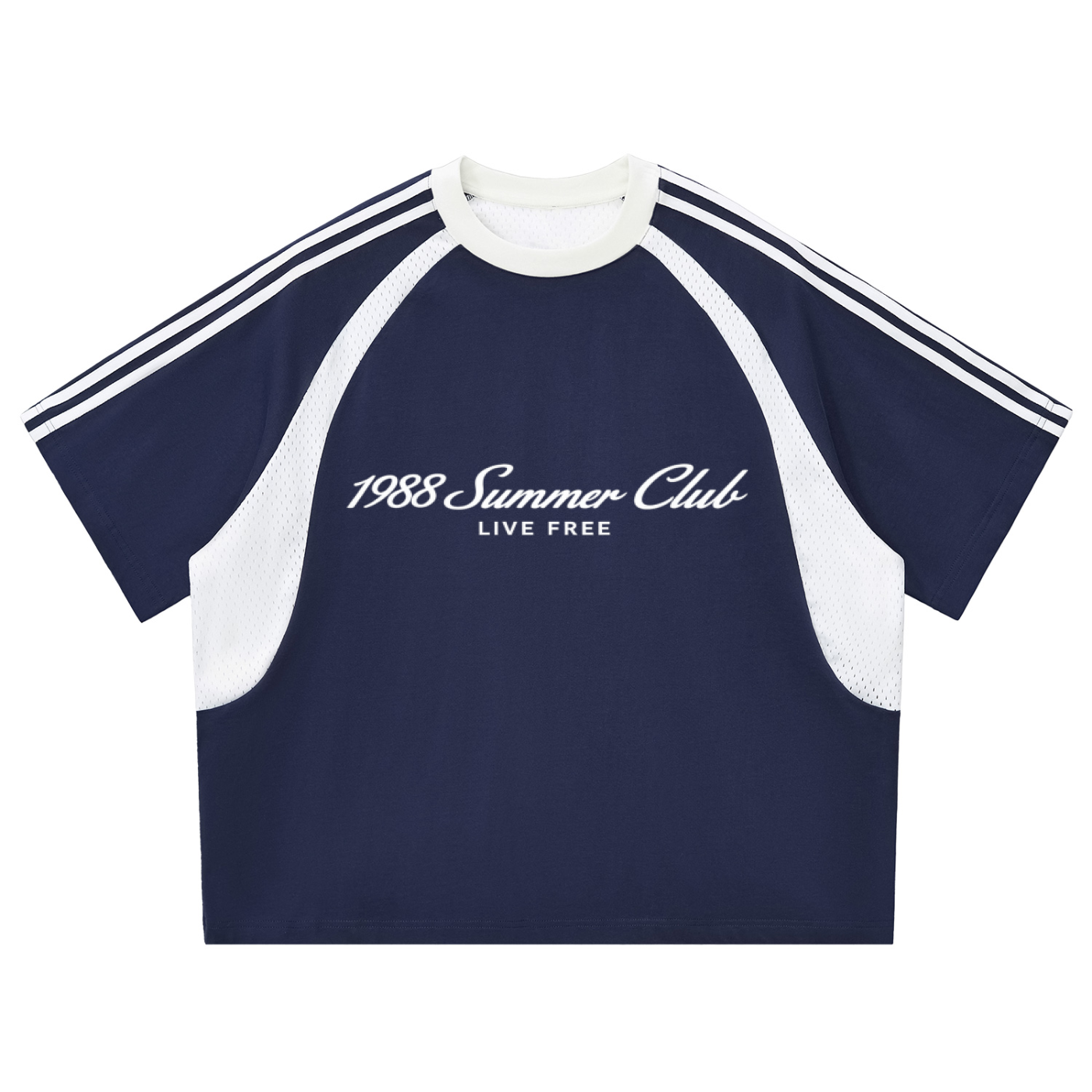 Naples: Contrast Stripes Panel Mesh T-shirt