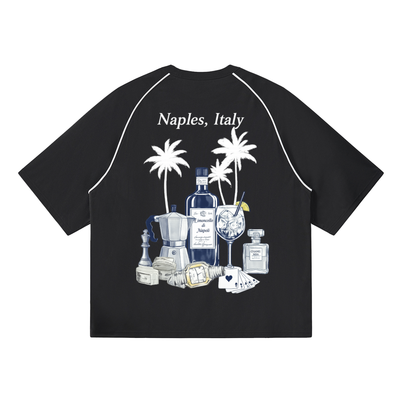 Naples: Contrast Piping Panel Raglan T-Shirt