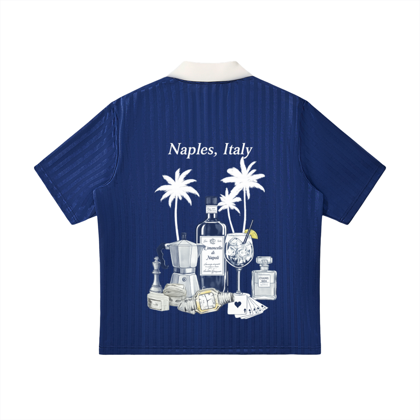 Naples: Contrast Collar Striped Soccer Jersey