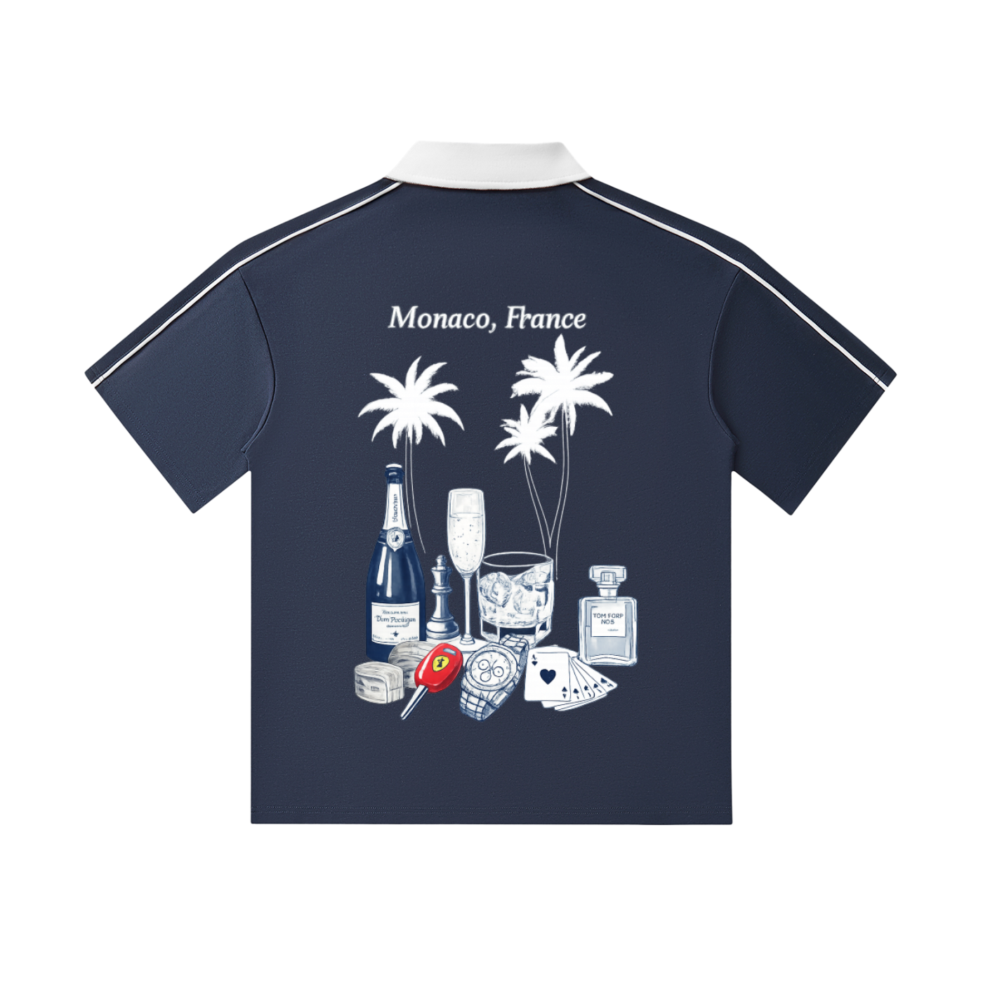 Monaco: Contrast Collar Short-Sleeve Polo Shirt