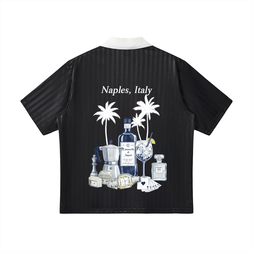 Naples: Contrast Collar Striped Soccer Jersey