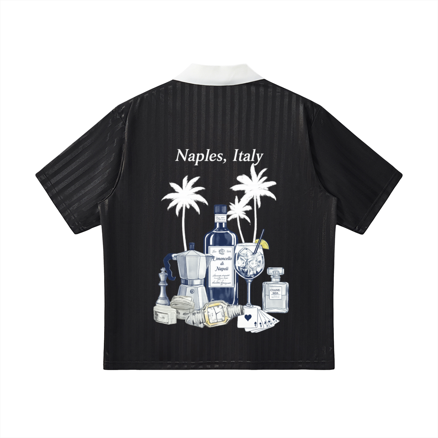 Naples: Contrast Collar Striped Soccer Jersey