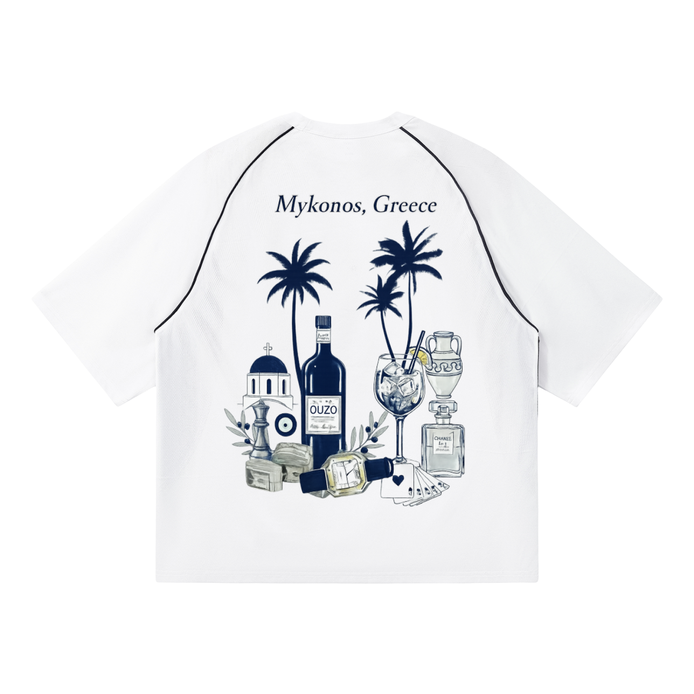 Mykonos Contrast Piping Panel Raglan T-Shirt