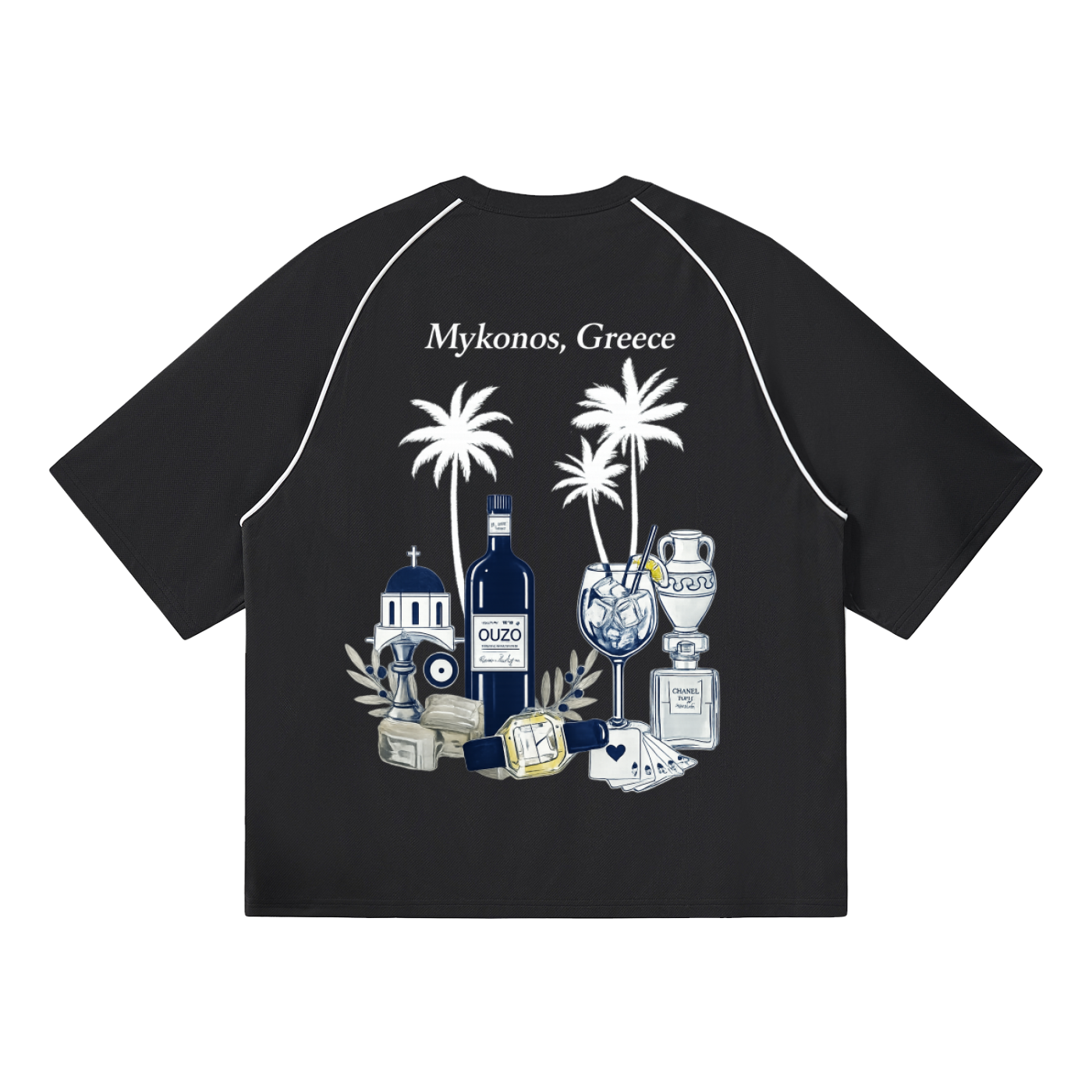 Mykonos Contrast Piping Panel Raglan T-Shirt