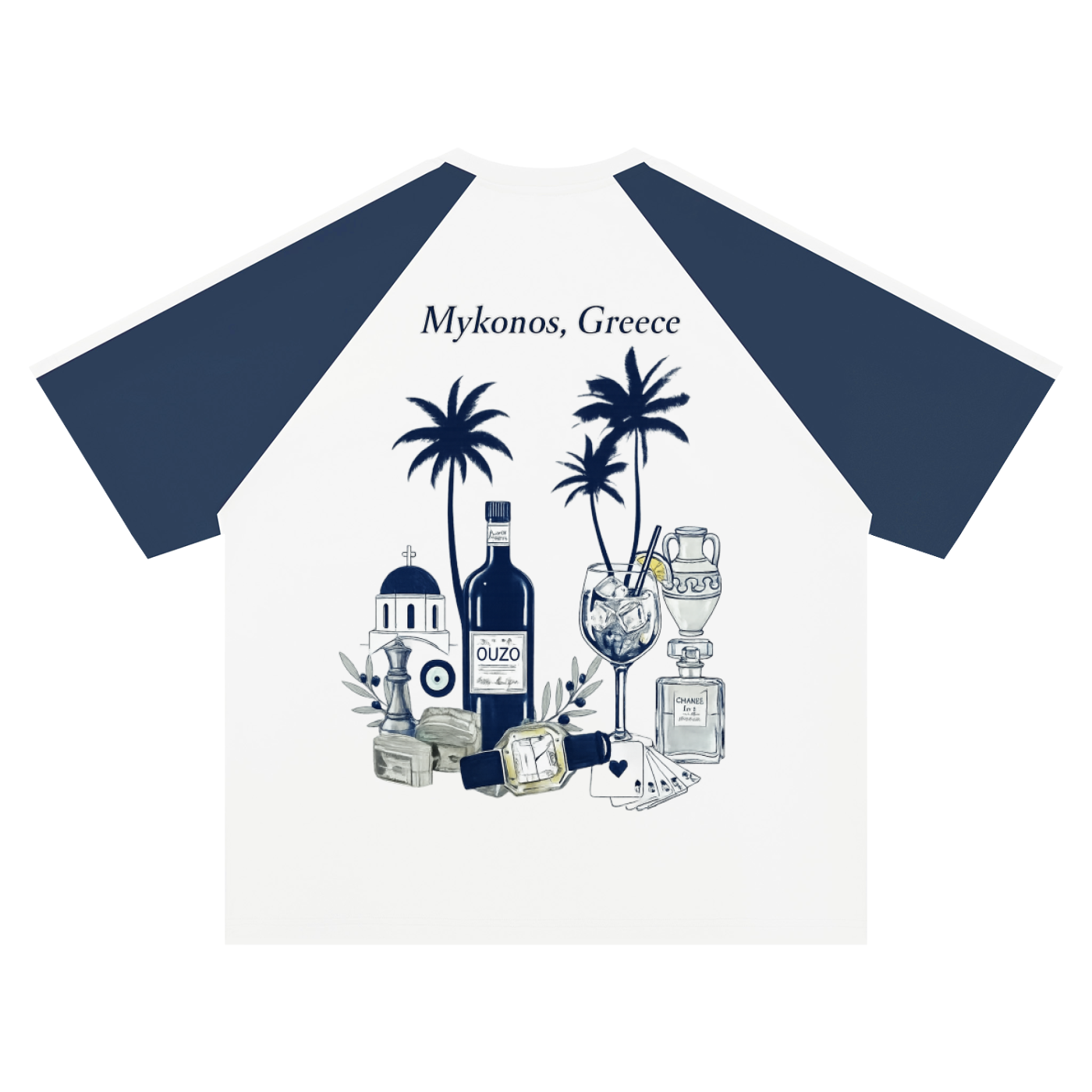 Mykonos Unisex Color Block Raglan T-Shirt