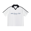 Monaco: Contrast Collar Striped Soccer Jersey
