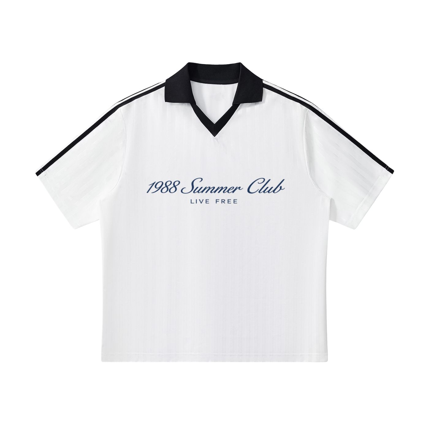 Monaco: Contrast Collar Striped Soccer Jersey