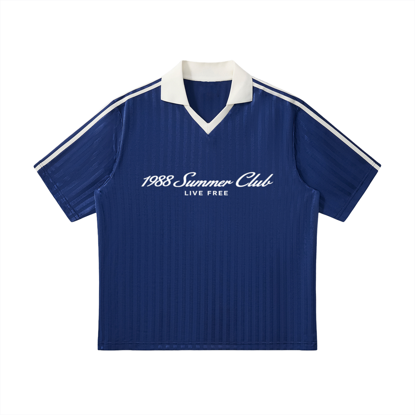 Naples: Contrast Collar Striped Soccer Jersey