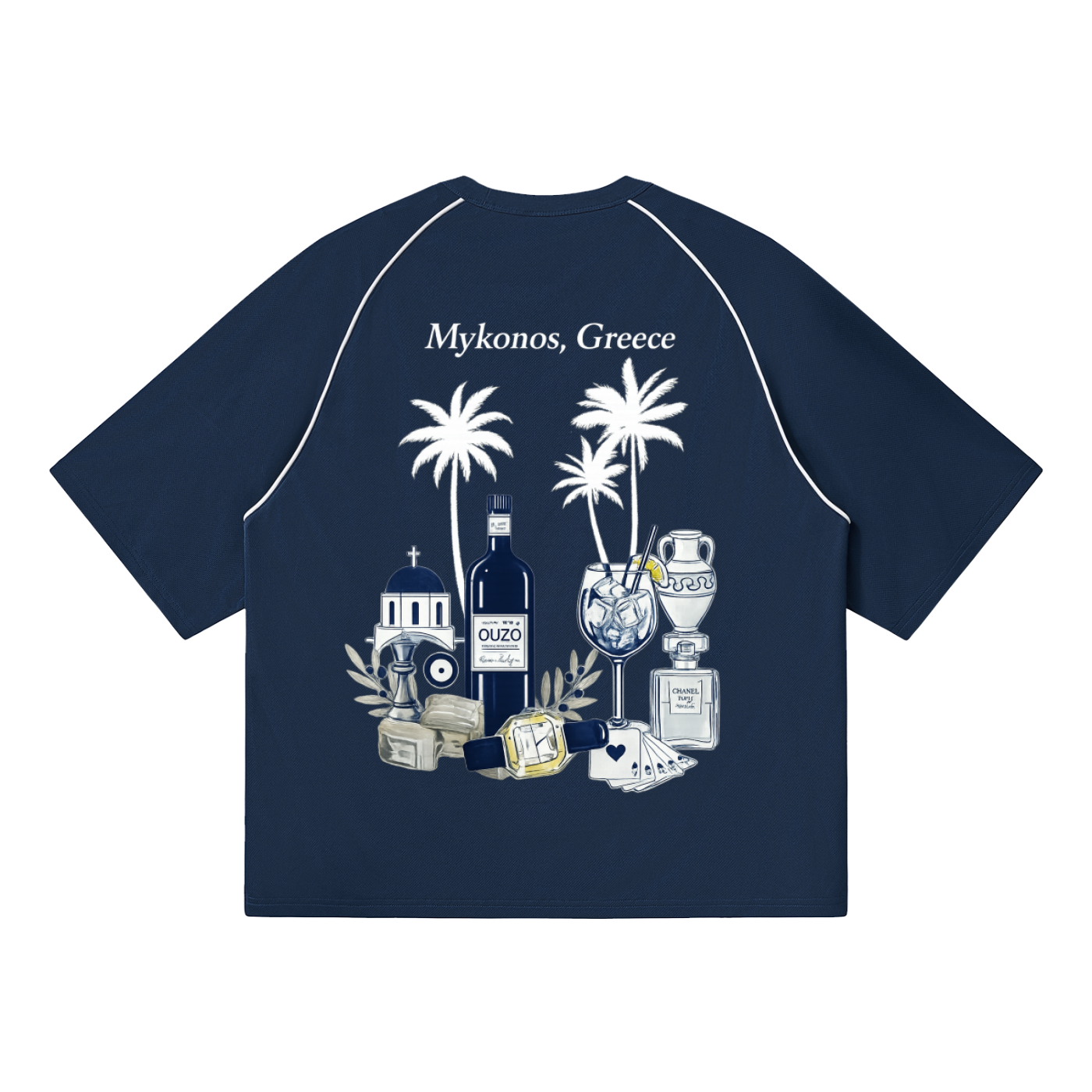Mykonos Contrast Piping Panel Raglan T-Shirt