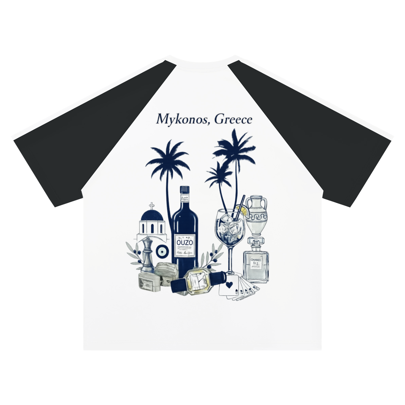 Mykonos Unisex Color Block Raglan T-Shirt