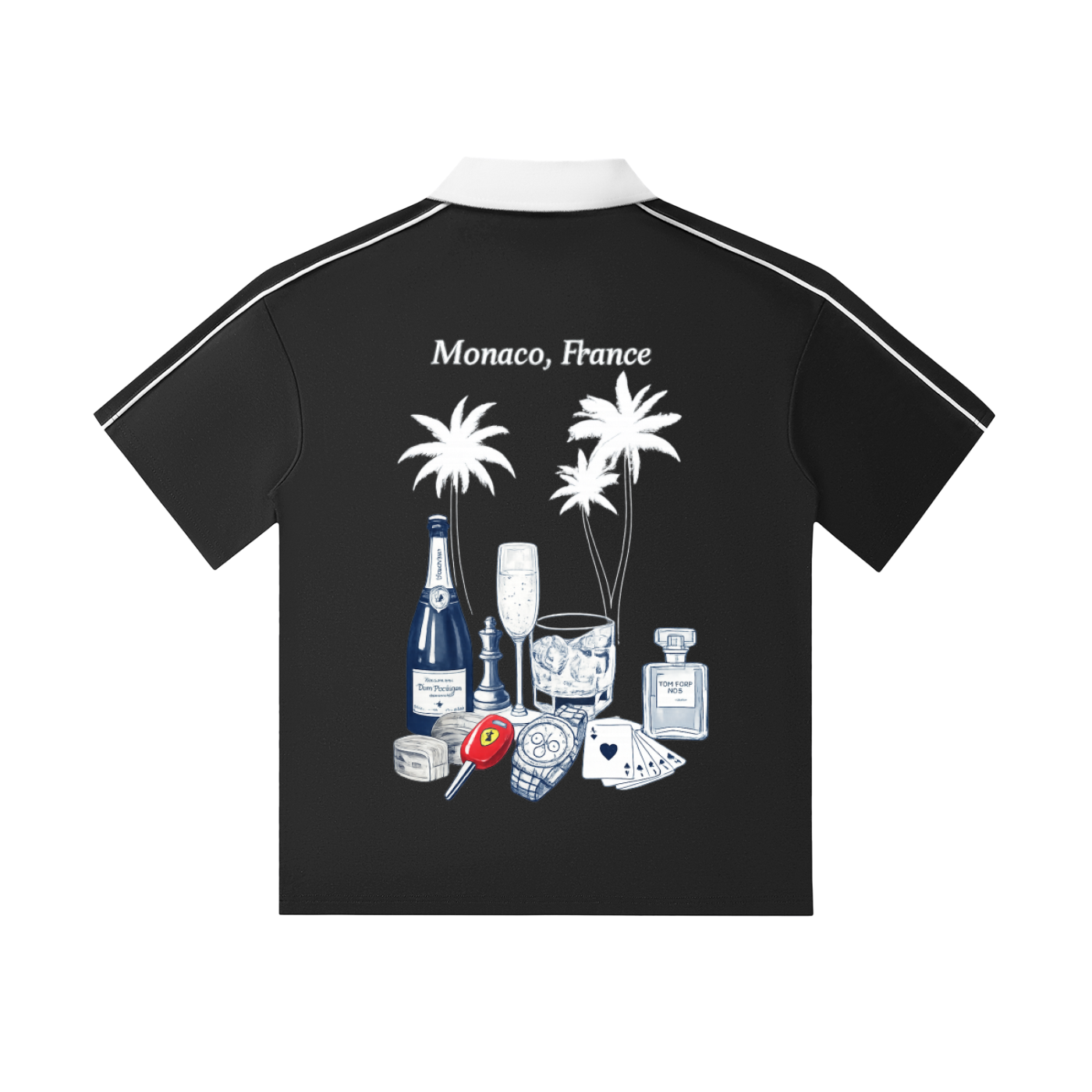 Monaco: Contrast Collar Short-Sleeve Polo Shirt