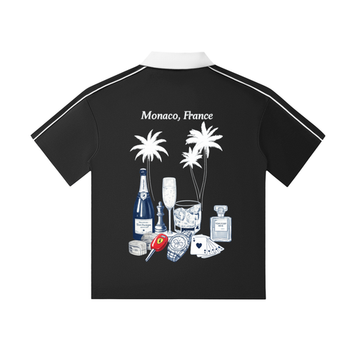 Monaco: Contrast Collar Short-Sleeve Polo Shirt