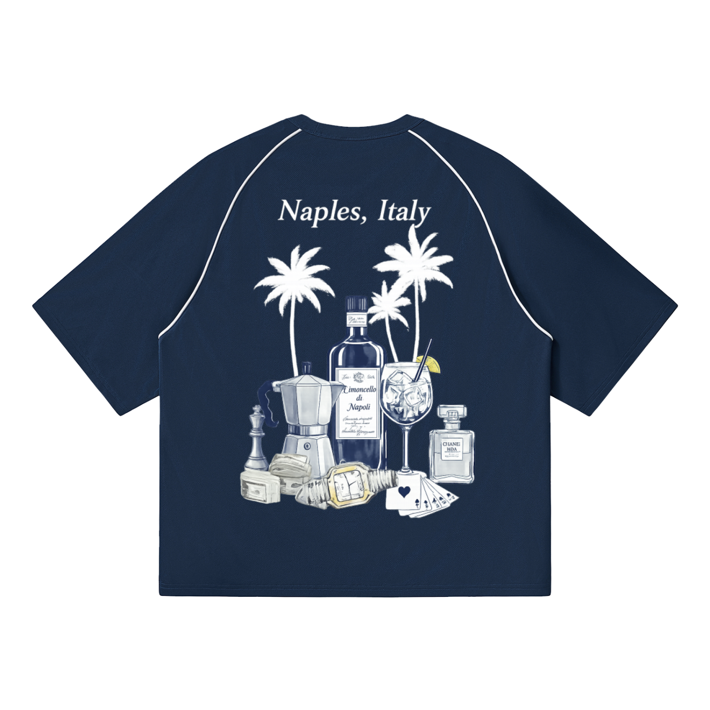 Naples: Contrast Piping Panel Raglan T-Shirt