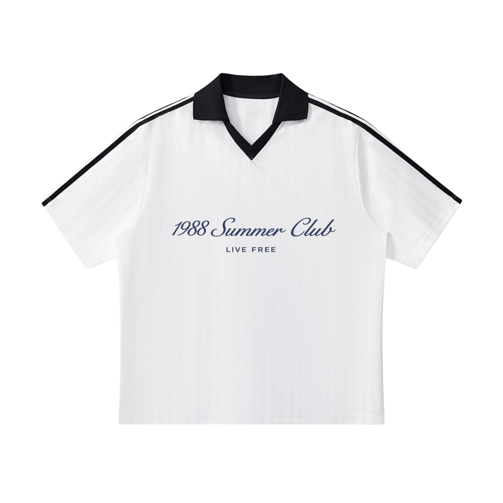 Naples: Contrast Collar Striped Soccer Jersey