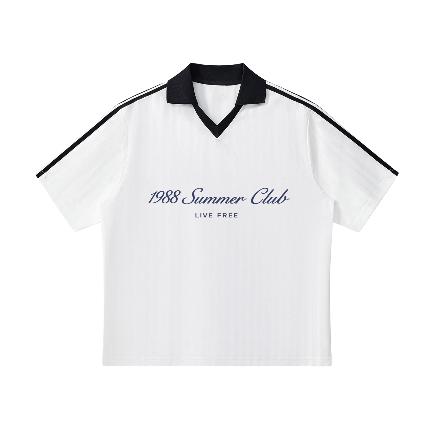 Naples: Contrast Collar Striped Soccer Jersey