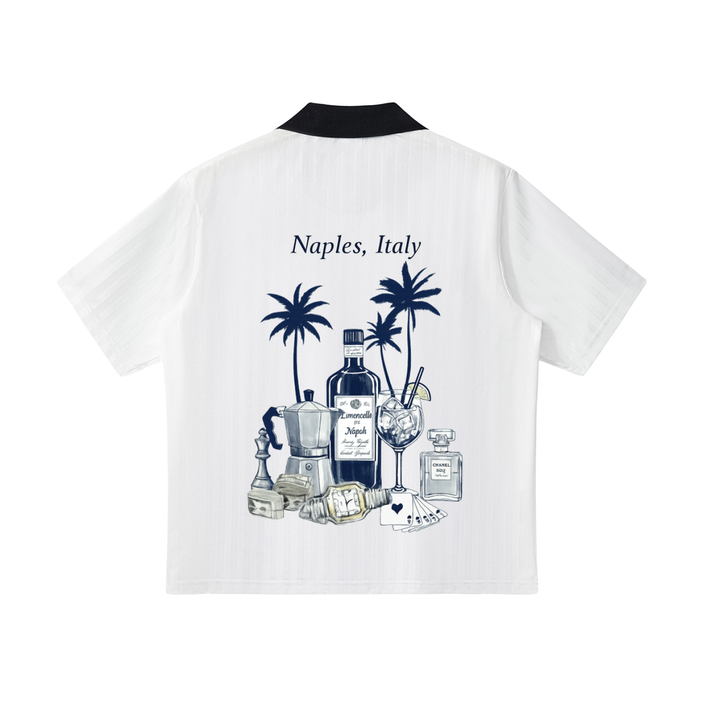 Naples: Contrast Collar Striped Soccer Jersey