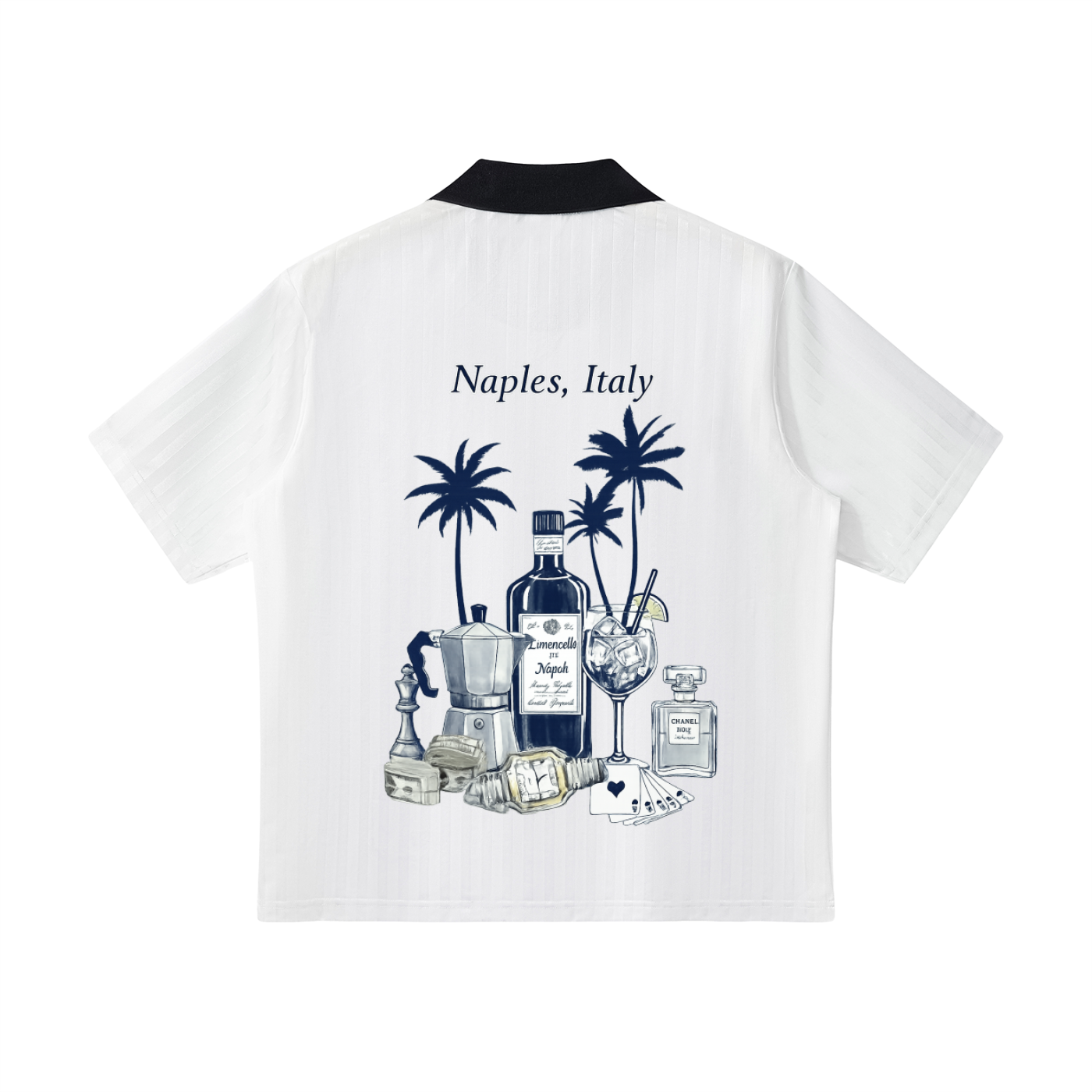 Naples: Contrast Collar Striped Soccer Jersey